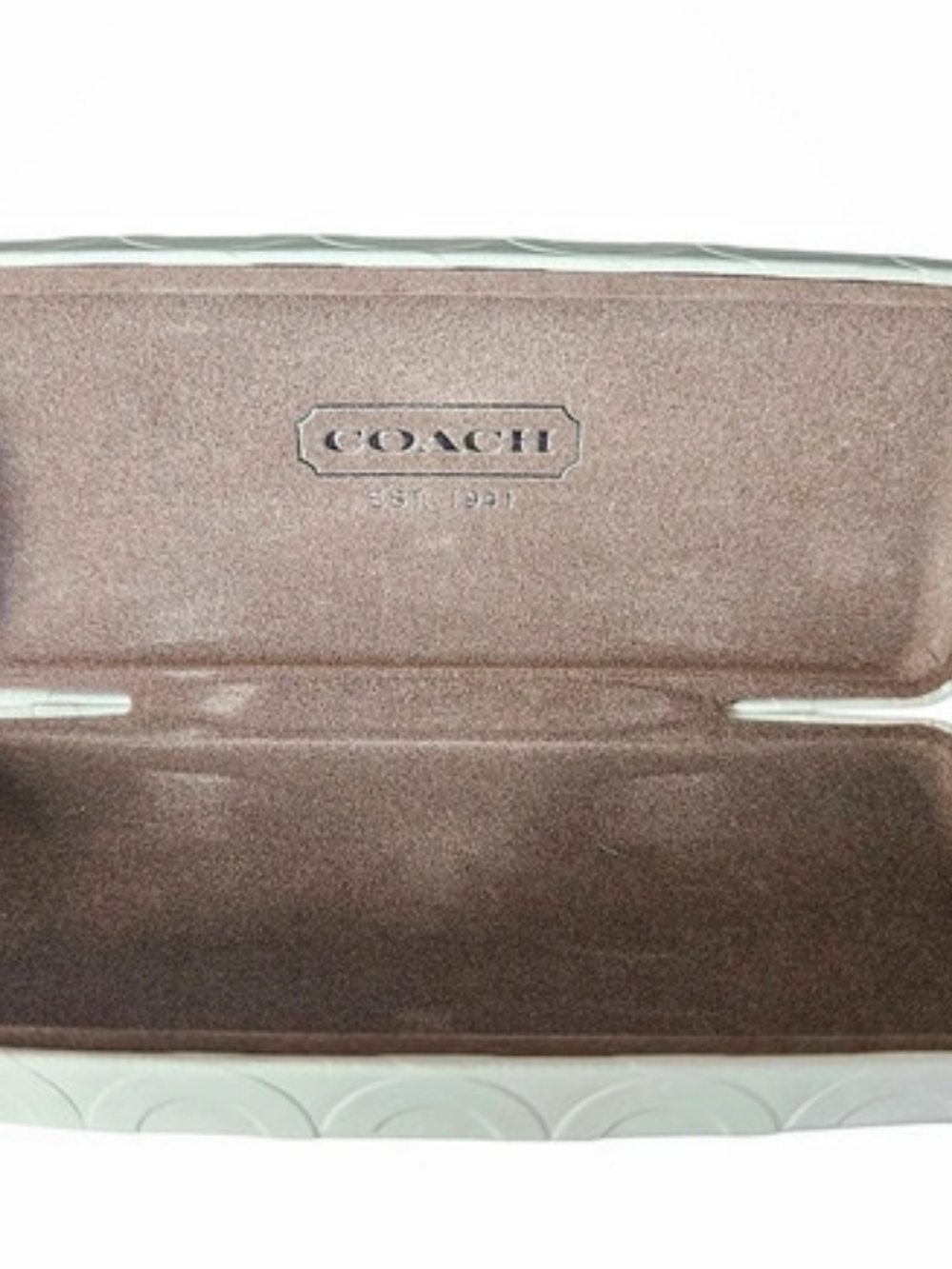 Coach Cream Signature C Hard Clamshell Eyeglass Case EST 1941
